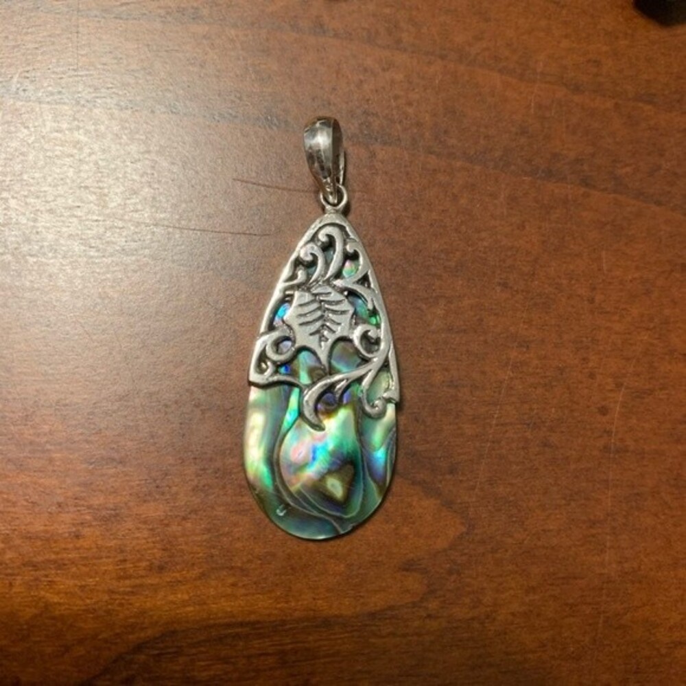 Abalone shell teardrop pendant in Sterling Silver